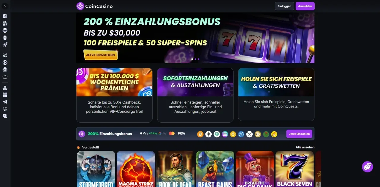 CoinCasino Nederland – 200% Welkomstbonus tot $30.000 + 50 Super Spins